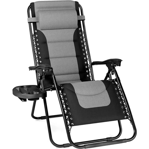 Folding Camping Chair Foldable Support 350 LBS(Grey) Portable Folding Chairs Nature Hike Chaises De Camping Outdoor Beach Chaise