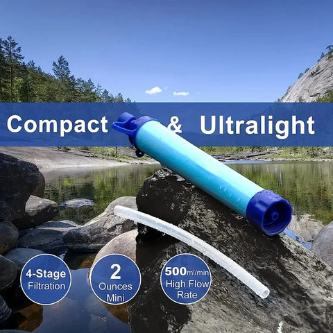 Personal Outdoor Water Filter Straw – Emergency Survival Purifier