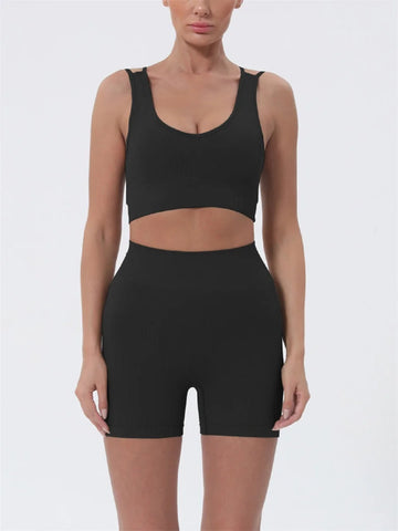 Women s Summer 2 Piece Outfits Sleeveless Crop Tops High Waisted Shorts Set Casual Activewear Beachwear