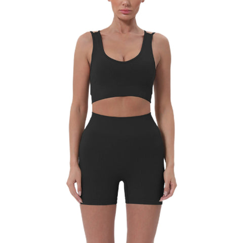 Women s Summer 2 Piece Outfits Sleeveless Crop Tops High Waisted Shorts Set Casual Activewear Beachwear
