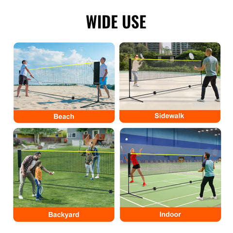 VEVOR 20FT Badminton Net Height Adjustable Volleyball Net Wide Foldable Pickleball Net Portable Tennis Net Set with Poles Stand